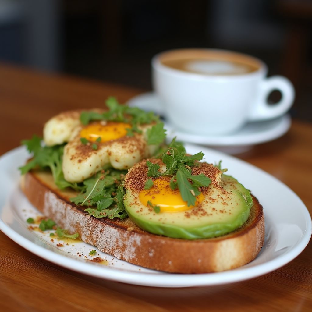 Australian breakfast spread with coffee