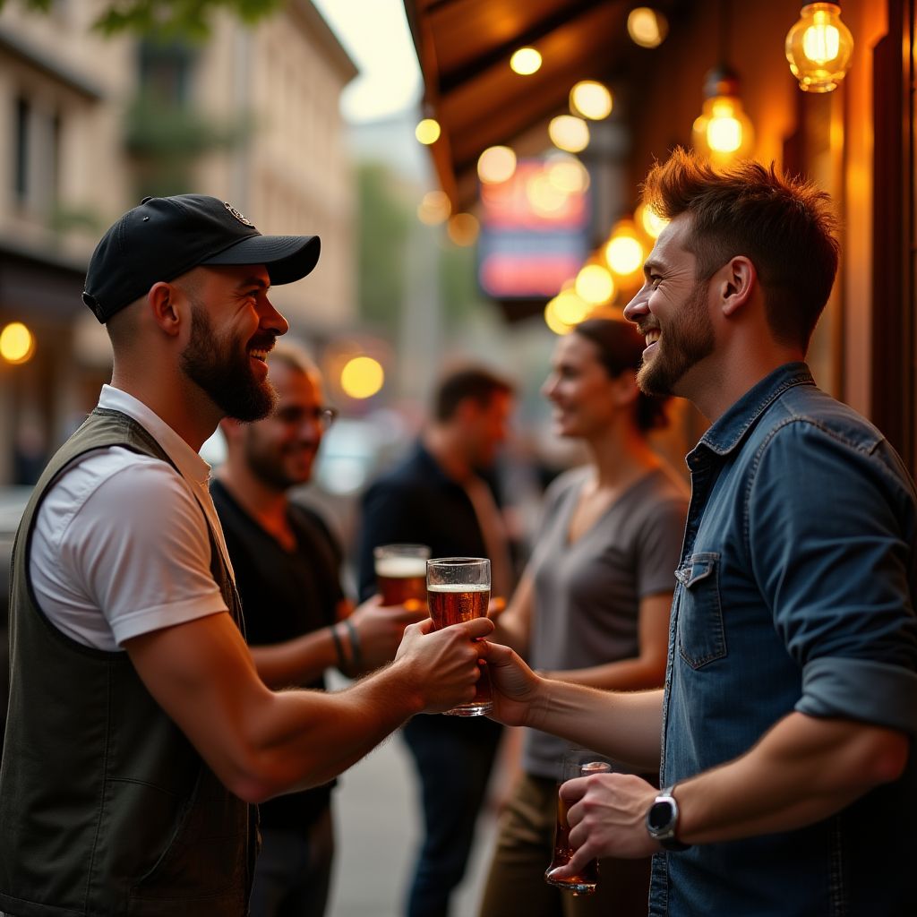 Friends greeting each other in Australia