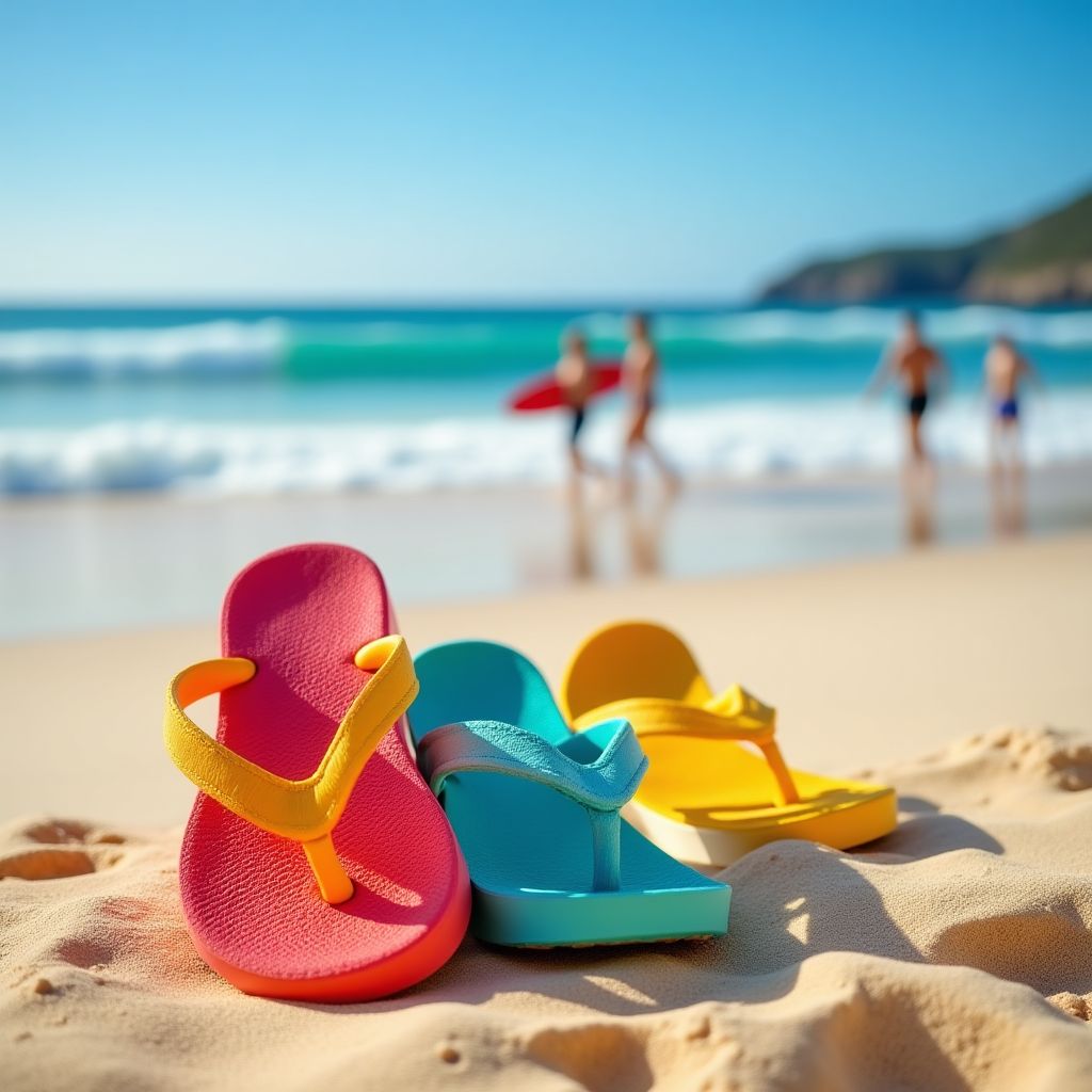 Beach flip-flops commonly known as thongs in Australia